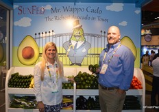 Gretchen Kreidler Austin and Josh Acuna with SunFed proudly stand in front of the company's avocado display. Avocados are a new program for SunFed.
